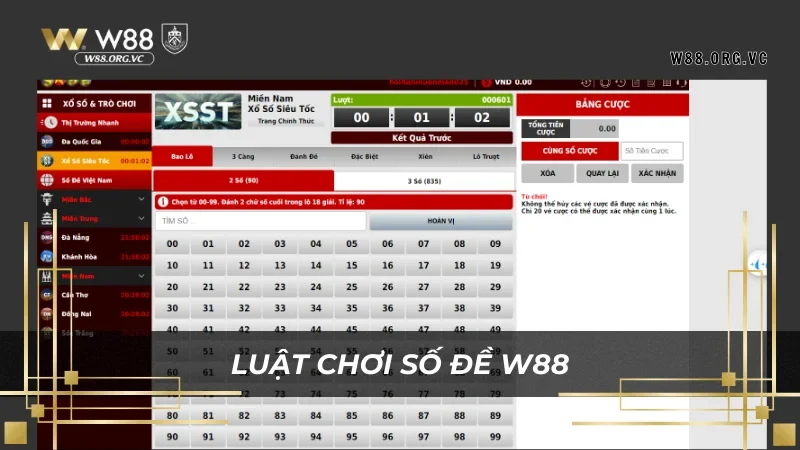 Hướng dẫn tham gia cá cược số đề W88